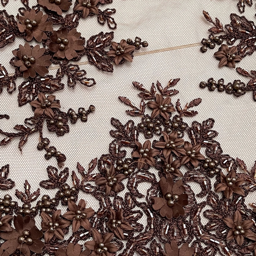 Handmade lace embroidered sequins beaded fabric gown dress 2.5 yard 50” width